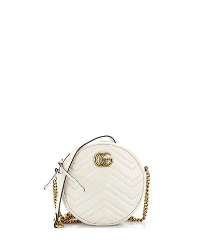 Pre-Owned Gucci Mini Gg Marmont Round Shoulder Bag Matelasse Leather