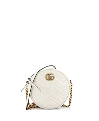 Pre-Owned Gucci Mini Gg Marmont Round Shoulder Bag Matelasse Leather