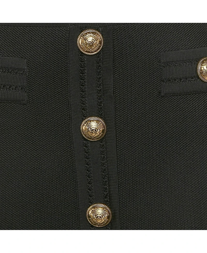 Pre-Owned Balmain Women's Mesh Knit Button Detail Mini Dress