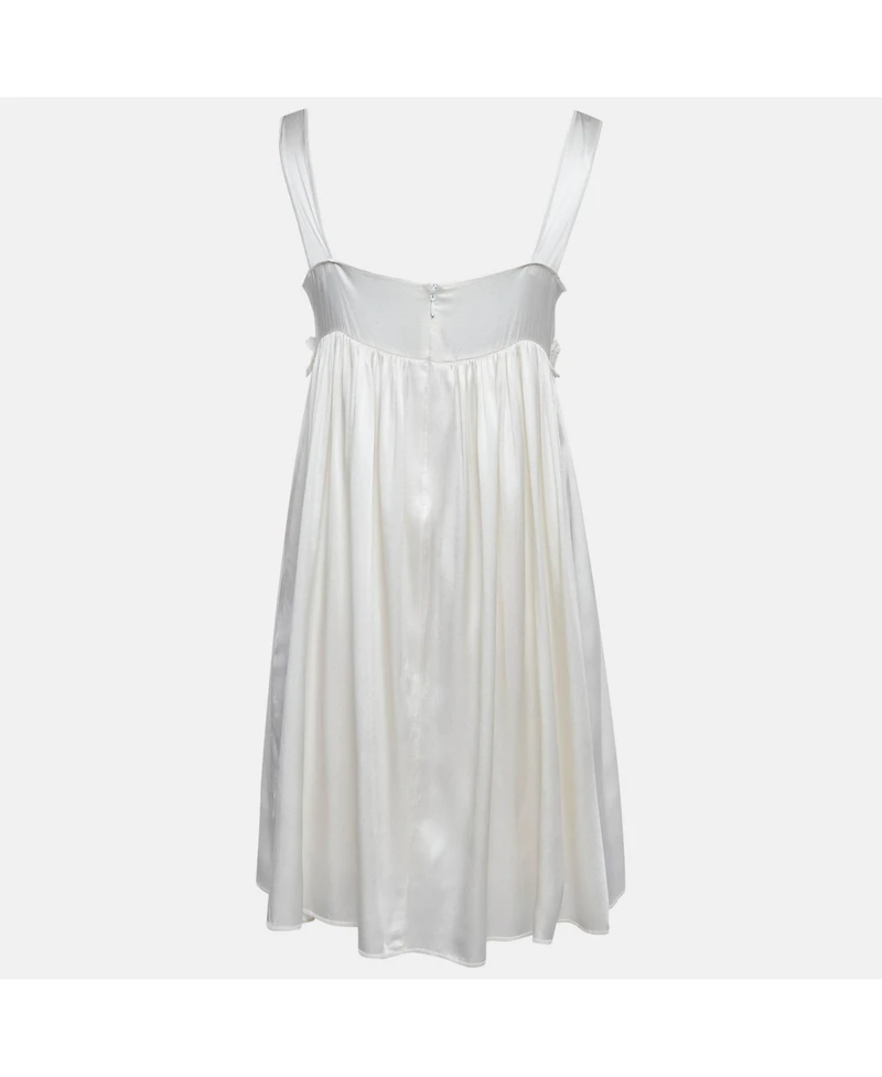 Pre-Owned Dolce & Gabbana Women's Pre-Owned Dolce and Gabbana Cream Silk Lace Trimmed Mini Dress