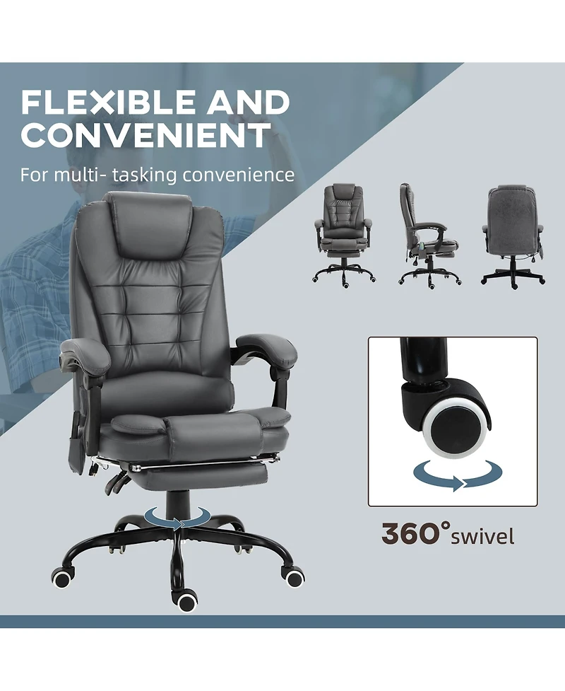 Boyel Living 7-Point Vibrating Massage Office Chair High Back Executive Recliner with Lumbar Support