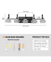 Busdays 29 Inch Retro 5 Light Bathroom Vanity Light Fixture with Crystal Glass Shades Wall Mounted for Bathroom Powder Room Vanity No Bulbs