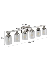 Busdays 37 Inch Modern 6 Light Bathroom Vanity Light Fixture Brushed Nickel Finish Clear Glass Shades for Bathroom Vanity Dressing Area No Bulbs