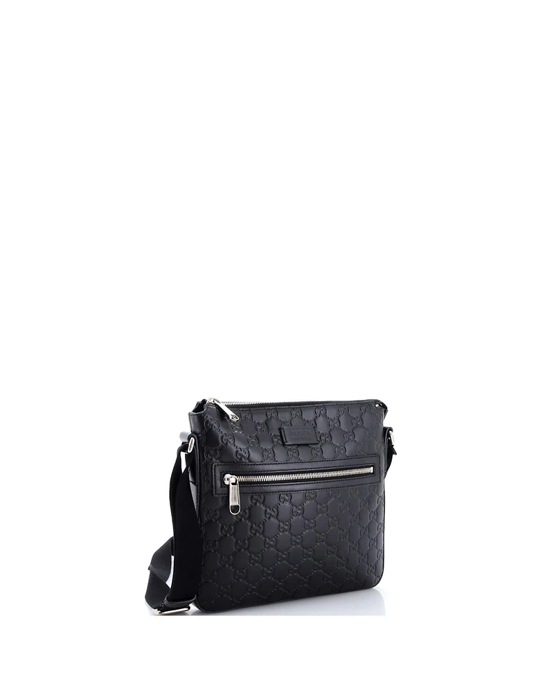 Pre-Owned Gucci Small Signature Zip Messenger Bag Guccissima Leather