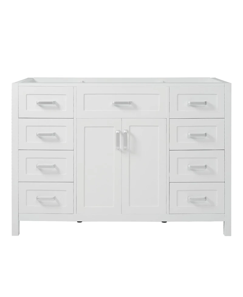 Sillysis 47 Inch Bathroom Vanity Cabinet, Freestanding Storage with Soft Close Drawers, Solid Wood Base for Modern Bathroom