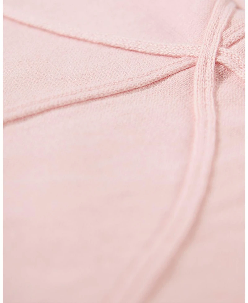 MeMoi Baby Girls 100% Cotton Fine-Gauge Knit Blanket with Tonal Knit Bow