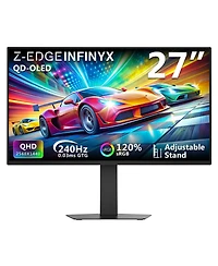 Z-edge Infinyx Series X27 Oled 2K Qhd 2560x1440 240Hz Gtg 0.03ms Gaming Monitor, with Adjustable Stand