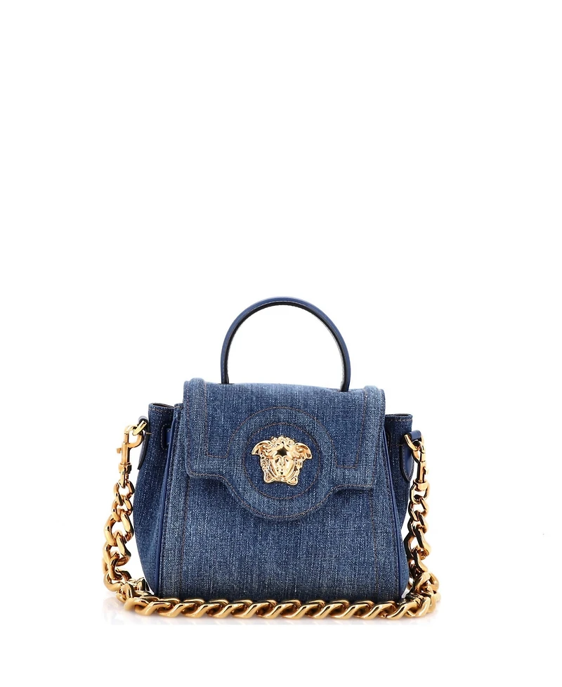 Pre-Owned Versace Small La Medusa Top Handle Bag Denim