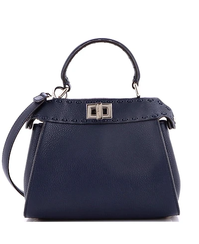 Pre-Owned Fendi Petite Selleria Peekaboo ISeeU Bag Leather