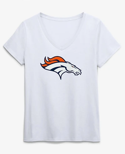 Logo Athletic Women's White Denver Broncos Primary Logo V-Neck T-Shirt