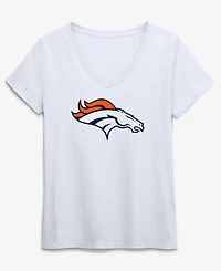 Logo Athletic Women's White Denver Broncos Primary Logo V-Neck T-Shirt