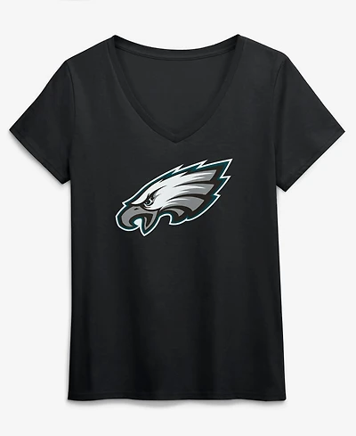 Logo Athletic Women's Black Philadelphia Eagles Primary V-Neck T-Shirt
