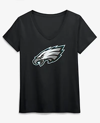 Logo Athletic Women's Black Philadelphia Eagles Primary V-Neck T-Shirt