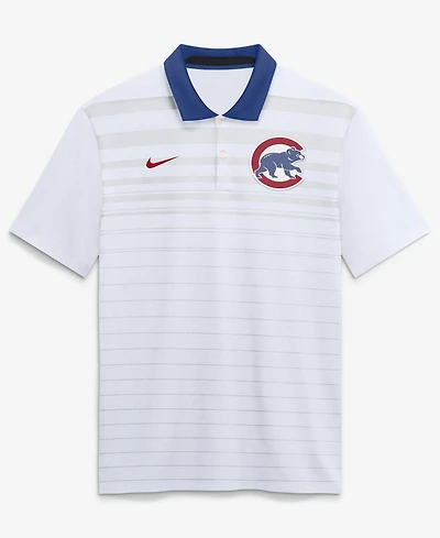 Nike Men's White Chicago Cubs Vapor Striped Dri-fit Polo Shirt