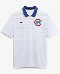 Nike Men's White Chicago Cubs Vapor Striped Dri-fit Polo Shirt