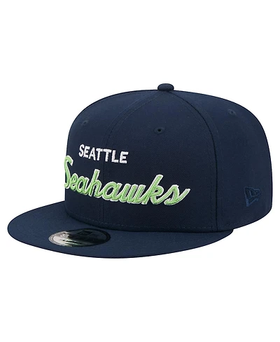 New Era Men's College Navy Seattle Seahawks Core Team Script 9FIFTY Snapback Hat