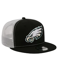 New Era Men's Black Philadelphia Eagles Core Team 9FIFTY Trucker Snapback Hat