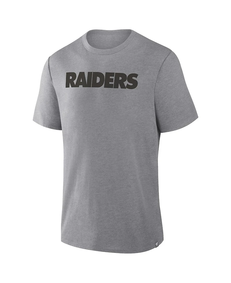 Fanatics Men's Heather Gray Las Vegas Raiders Pass Rush Tri-Blend T-Shirt
