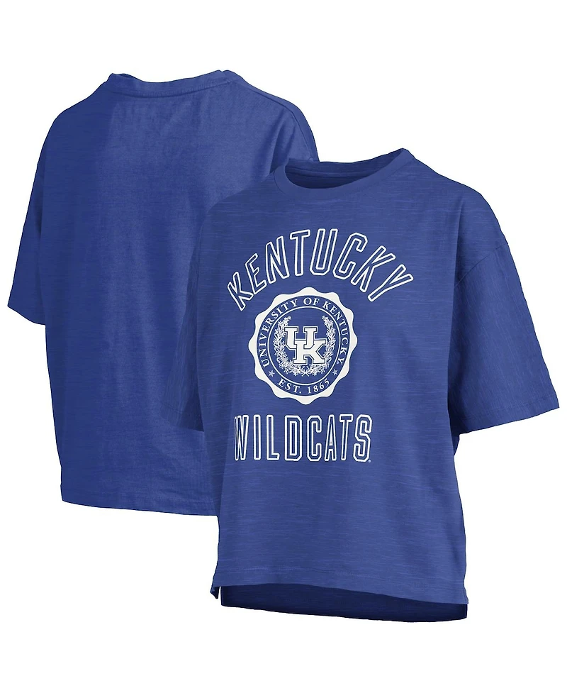 Pressbox Women's Royal Kentucky Wildcats Motley Crew Bishop Waist Length Oversized Slub T-Shirt