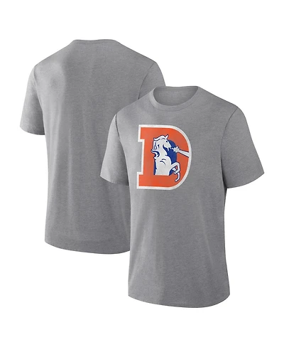 Fanatics Men's Heather Gray Denver Broncos Vintage Heritage Tribute Tri-Blend T-Shirt