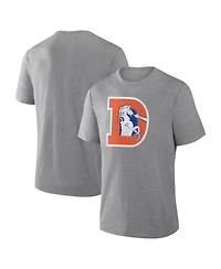 Fanatics Men's Heather Gray Denver Broncos Vintage Heritage Tribute Tri-Blend T-Shirt