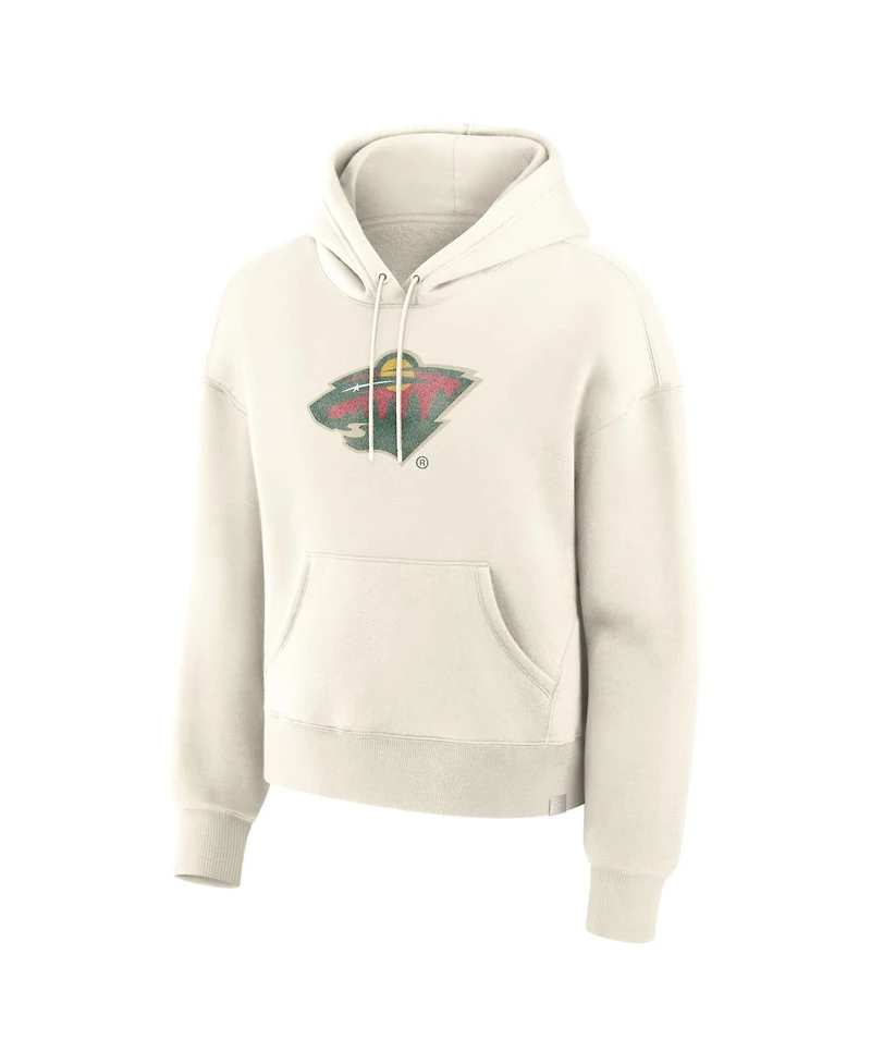 Fanatics Women's Cream Minnesota Wild Distressed Logo Hoodie