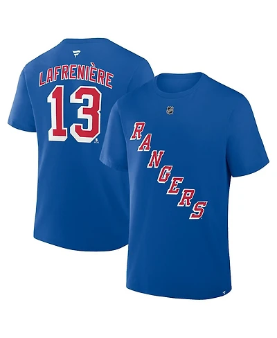 Fanatics Men's Alexis Lafreniere Blue New York Rangers Authentic Stack Name Number T-Shirt