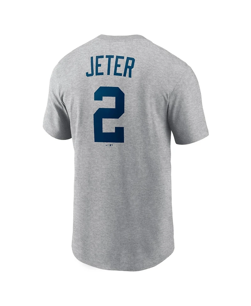 Nike Men's Derek Jeter Heather Gray New York Yankees Cooperstown Collection Name Number T-Shirt
