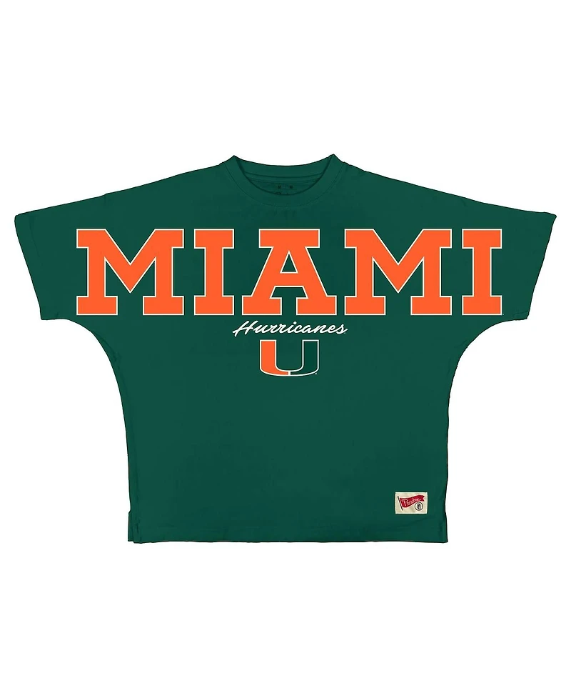 Pressbox Women's Green Miami Hurricanes Flannigan Oversized T-Shirt