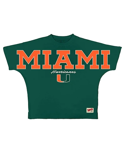 Pressbox Women's Green Miami Hurricanes Flannigan Oversized T-Shirt