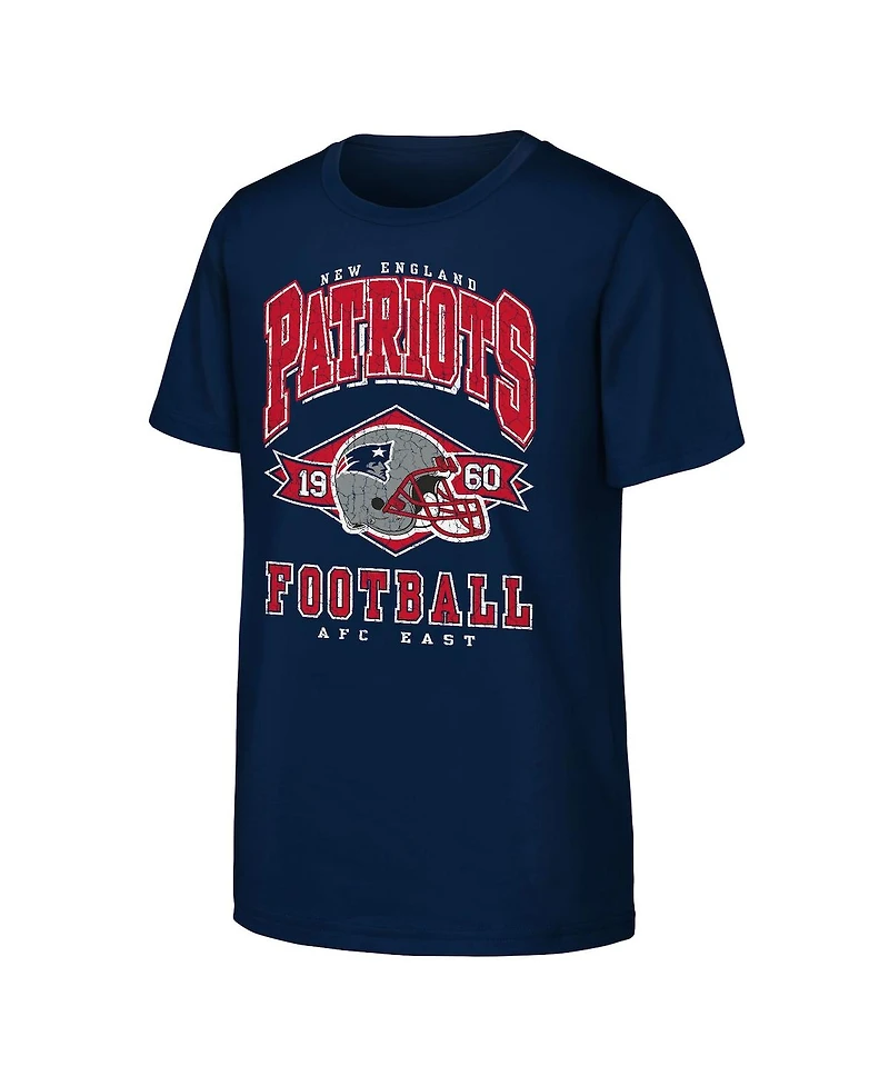 Outerstuff Big Boys and Girls Navy New England Patriots Kick Off T-Shirt
