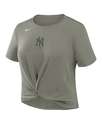 Nike Women's Olive New York Yankees One Twist Dri-fit Cropped T-Shirt
