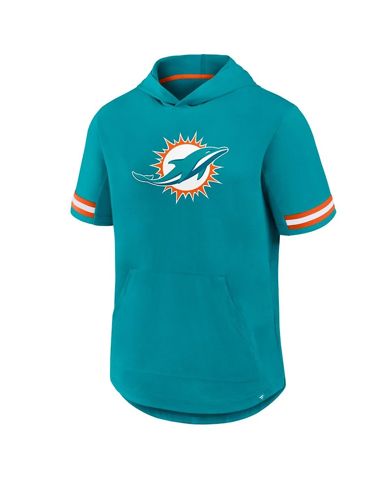 Fanatics Men's Aqua Miami Dolphins Optimal Play Short Sleeve Hooded T-Shirt