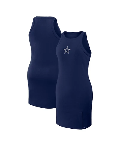 Fanatics Women's Navy Dallas Cowboys Push Beyond Tri-Blend Ribbed Sleeveless Dress