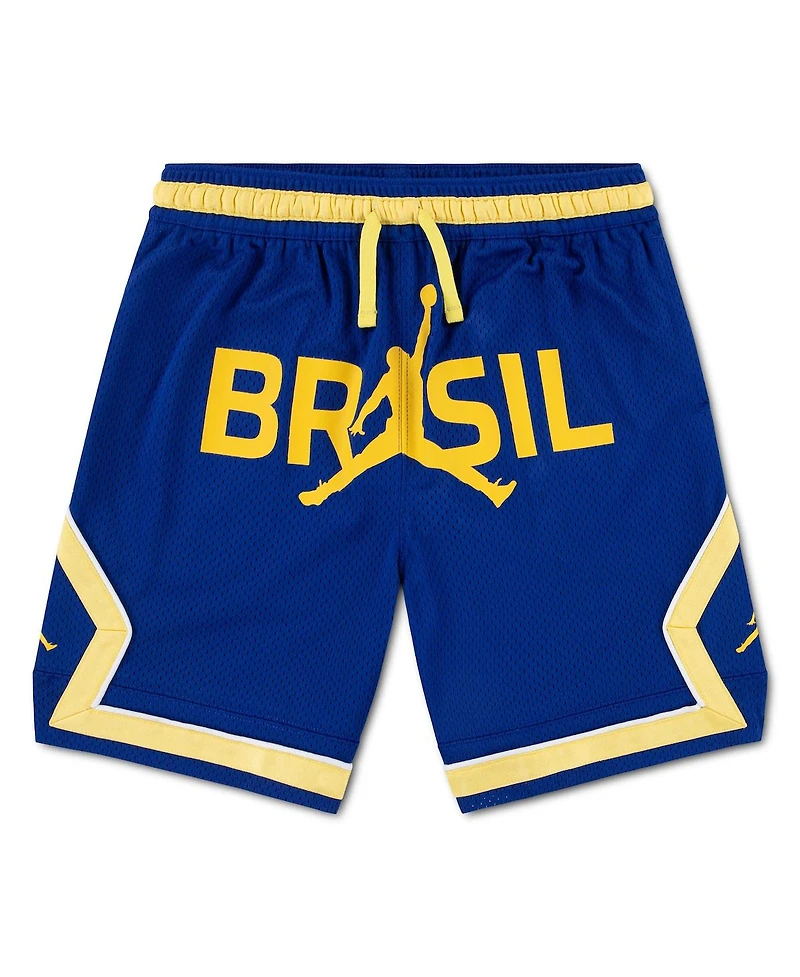 Jordan Big Boys and Girls Royal Brazil National Team Mesh Demand Dri-fit Shorts