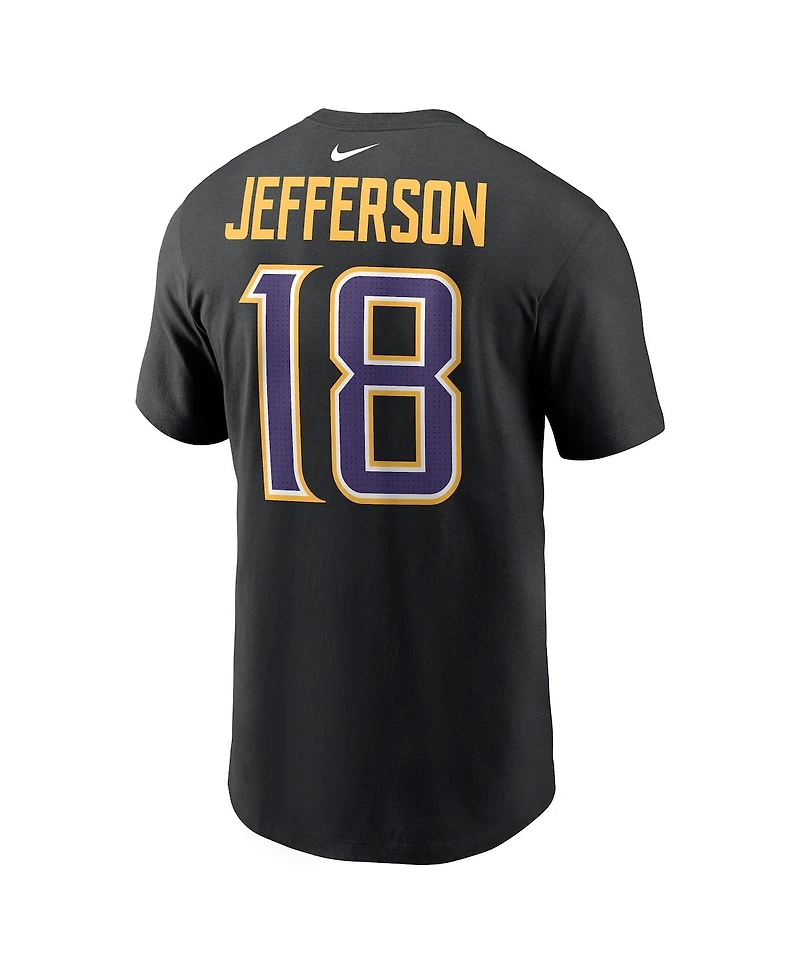 Nike Men's Justin Jefferson Black Minnesota Vikings Carbon Name Number T-Shirt
