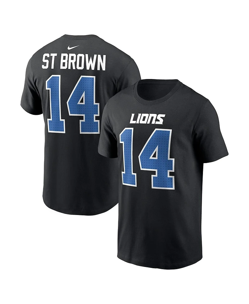 Nike Men's Amon-Ra St. Brown Black Detroit Lions Carbon Name Number T-Shirt