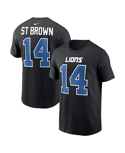 Nike Men's Amon-Ra St. Brown Black Detroit Lions Carbon Name Number T-Shirt