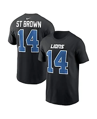 Nike Men's Amon-Ra St. Brown Black Detroit Lions Carbon Name Number T-Shirt