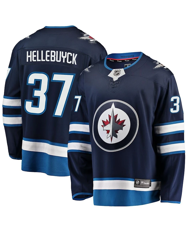 Fanatics Men's Connor Hellebuyck Navy Winnipeg Jets Breakaway Replica Jersey