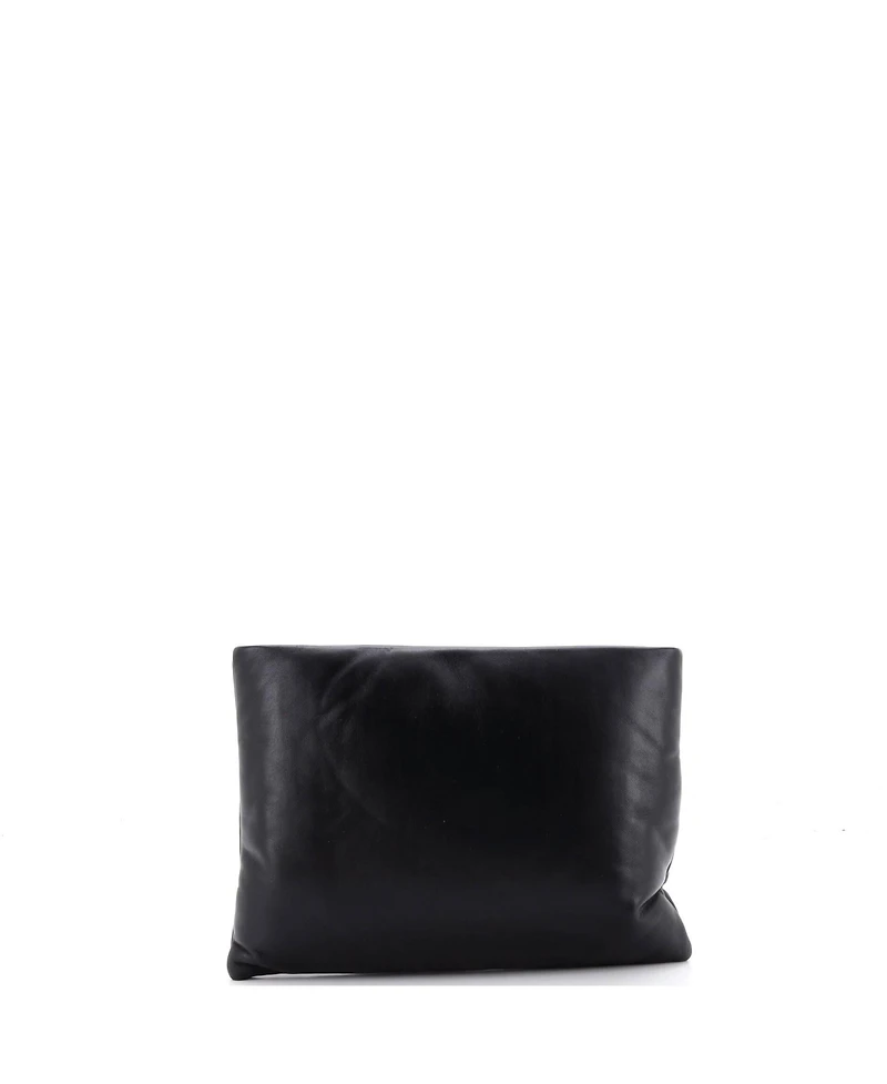 Pre-Owned Saint Laurent Large Logo Puffy Pouch Embossed Leather