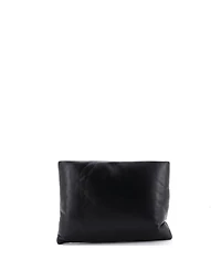 Pre-Owned Saint Laurent Large Logo Puffy Pouch Embossed Leather