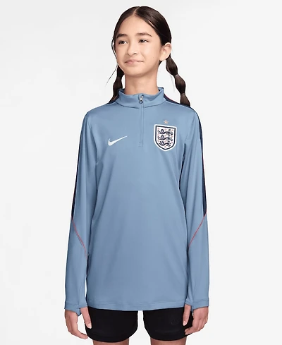 Nike Big Boys and Girls Blue England National Team 2026 Strike Dri-fit Long Sleeve Quarter-Zip Drill Top