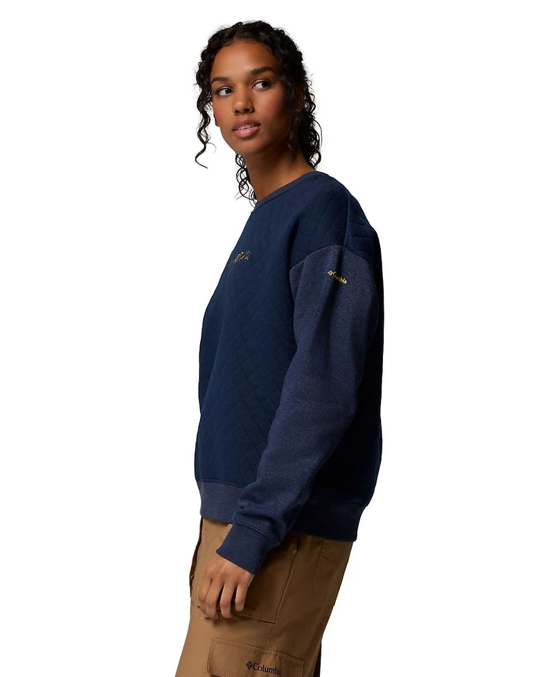 Columbia Women's Navy Michigan Wolverines Collegiate Hart Mountain Quilted Sweatshirt