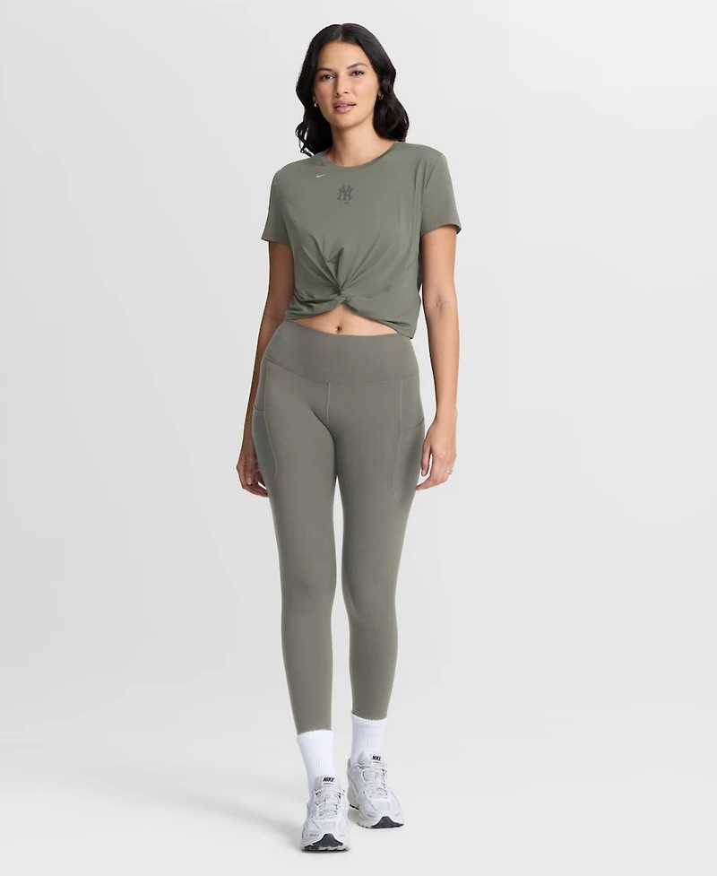 Nike Women's Olive New York Yankees One Twist Dri-fit Cropped T-Shirt