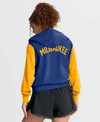 Nike Women's Royal/Gold Milwaukee Brewers Cooperstown Collection Cropped Full-Zip Hoodie