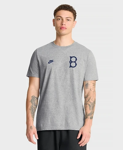 Nike Men's Heather Gray Brooklyn Dodgers Cooperstown 2-Hit T-Shirt