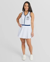 Wear by Erin Andrews Women's White Los Angeles Dodgers Zip-Front Pleated Tri-Blend Scoop Neck Tank Dress