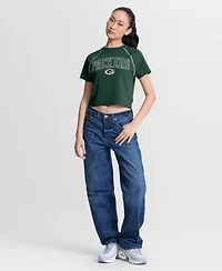 Fanatics Women's Green Bay Packers Offensive Scheme Raglan Tri-Blend Cropped Top