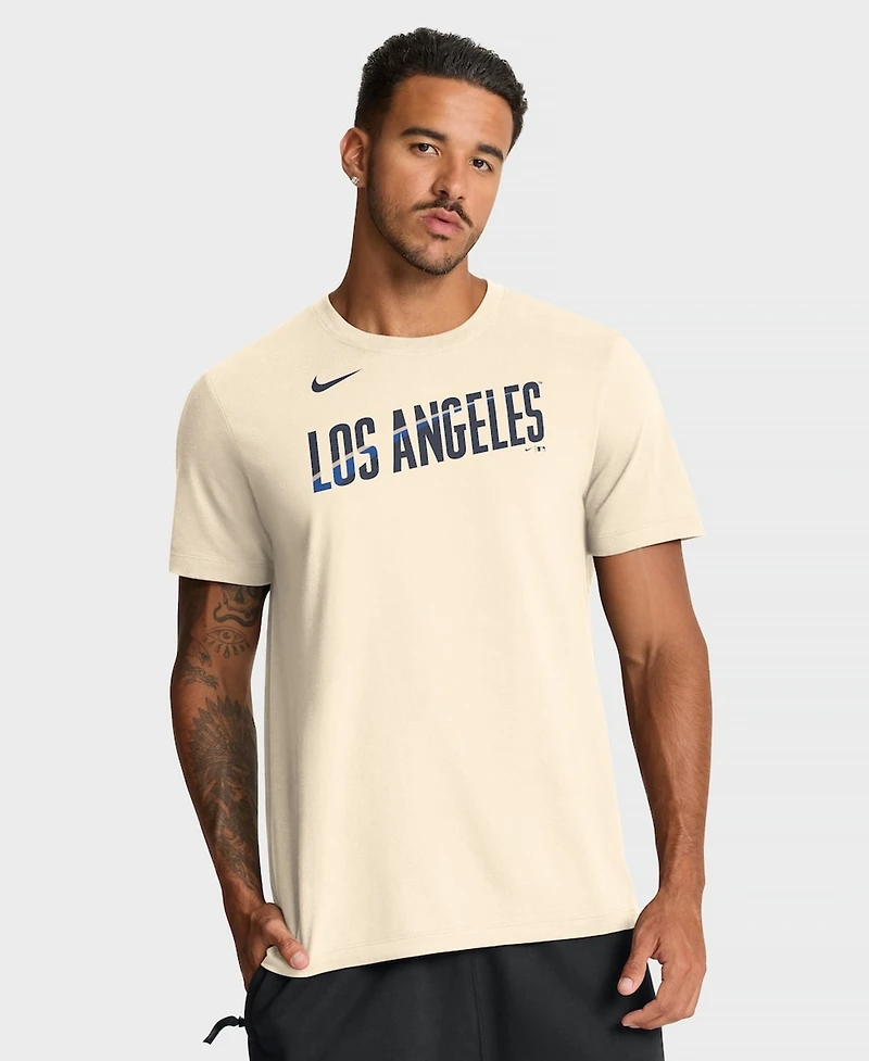 Nike Men's Cream Los Angeles Dodgers City Connect Wordmark T-Shirt